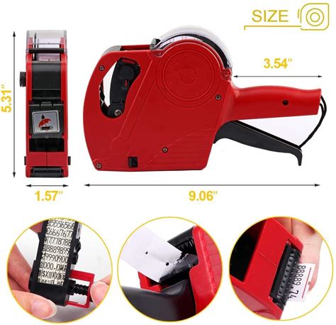 Buy MX-5500 8 Digits EOS Price Tag Gun Labeller +5000 White w/ Red ...