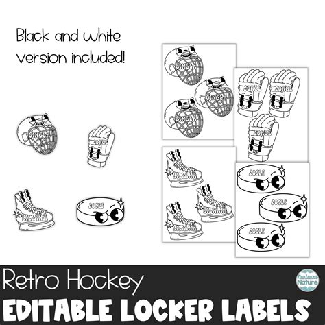 Retro Hockey Name Tags - Editable Locker Labels or Winter Cubby Tags ...