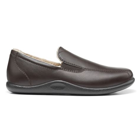 Dark Brown | Men’s Cushioned Leather Slipper | Relax Slippers | Hotter US