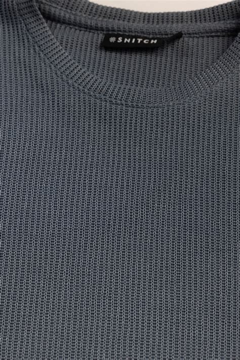 Buy Men's Waffle Texture Anchor Grey T-Shirt Online | SNITCH