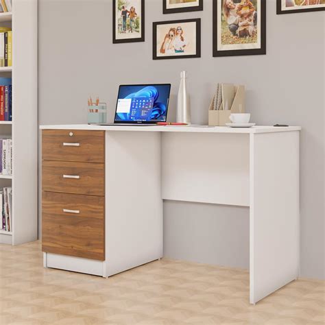 VIKI Engineered Wood Computer Table, Study Table, Desks with 3 Drawers ...