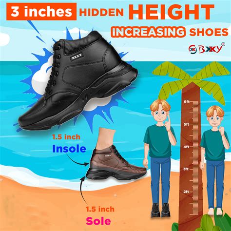 3 Inch Hidden Height Increasing Casual Outdoor Sneakers Boot in Eva So ...