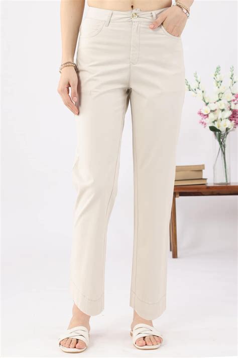 Buy Latest Solid Beige Pants Women At Great Price Online