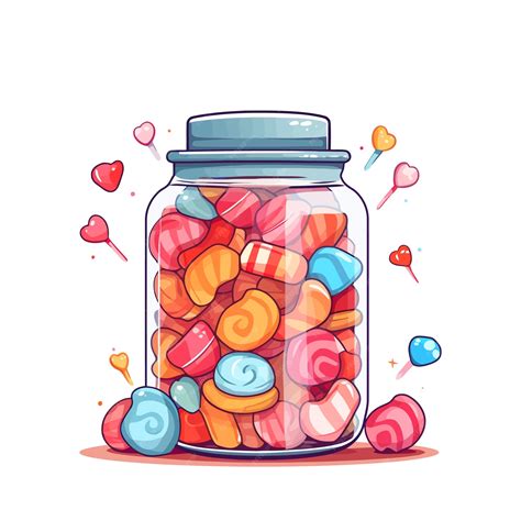 Premium Vector | Lollipops image Glass jar with various lollipops Sweet ...