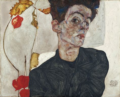 Self-Portrait with Physalis by Egon Schiele via DailyArt mobile app