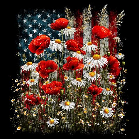 Americana Flowers And Flag Free Stock Photo - Public Domain Pictures