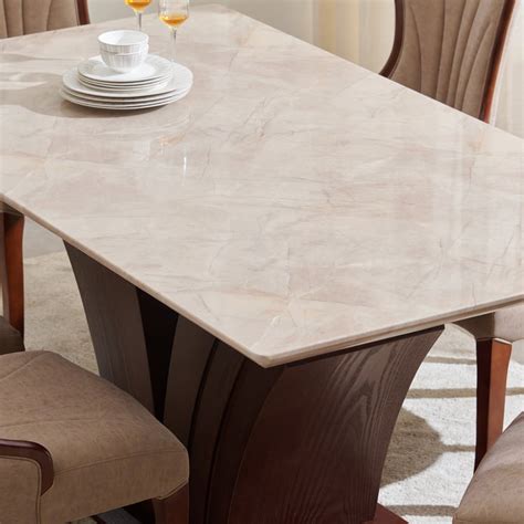 Buy Empire Faux Marble 6-Seater Dining Table - Brown from Home Centre ...