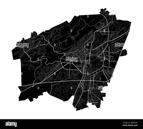 Damascus vector map. Detailed black map of Damascus city poster with ...
