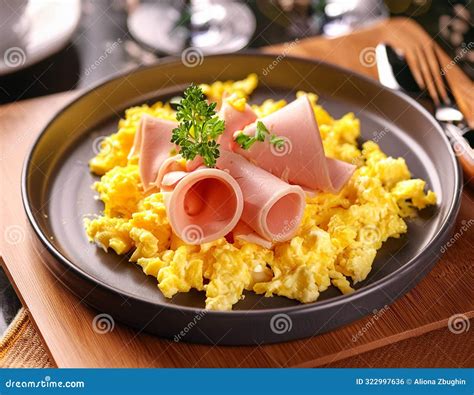 Scrarmbled Eggs With Ham Royalty-Free Stock Photography | CartoonDealer ...