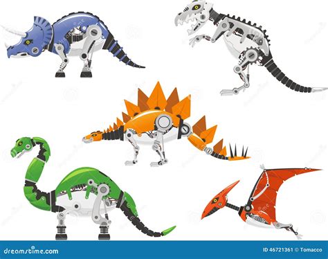 Robot dinosaur set stock illustration. Illustration of cyborg - 46721361