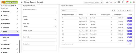 How to Add Hostel Rooms? - Smart School : School Management System by QDOCS