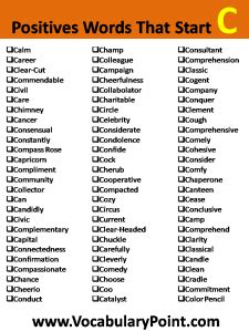 Positive Vocabulary Words that Start with C - Vocabulary Point