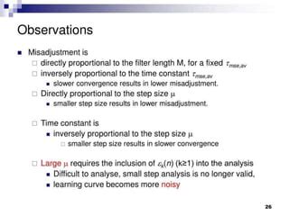 Image result for Advantage and Dsiadvantage of LMS Algorithm