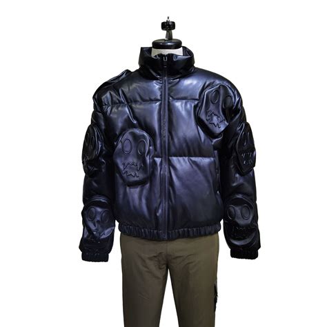 Custom design PU leather puffer jacket punk rock clothing men coats ...