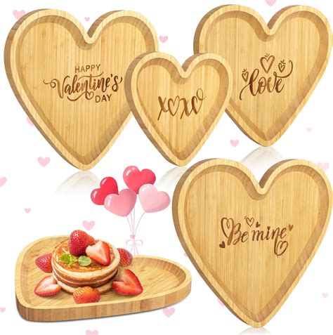 Amazon.com | BinaryABC Heart Shaped Wood Serving Platters Wooden Tray Side Dish Serving Trays ...