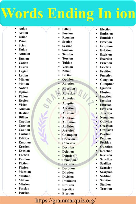 5 Letter Word Ending In Ion - Letter Structure Basics