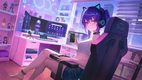 Anime Gamer Girl Wallpaper Anime Gamer Girl By Kawaiigaya On