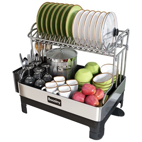 Buy BOOSINY Dish Drying Rack, 304 Stainless Steel 2 Tier Large Dish ...
