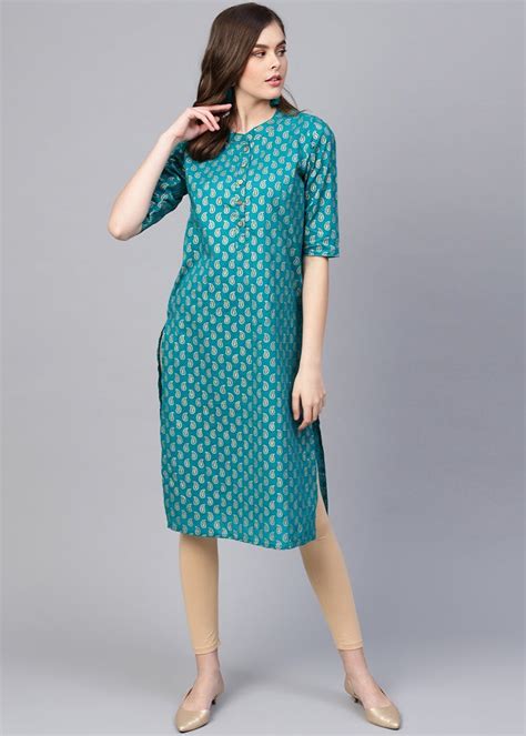 Get Gold Paisley Printed Cotton Green Kurta at ₹ 613 | LBB Shop