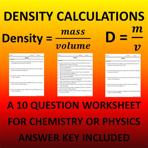 Density Volume And Mass Worksheet Process Mass, Density, Volume