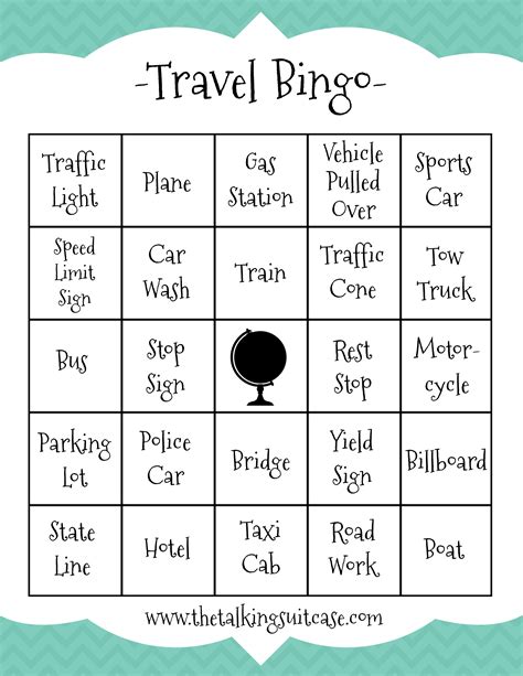 Free Printable Travel Bingo Cards at Edward Hillary blog