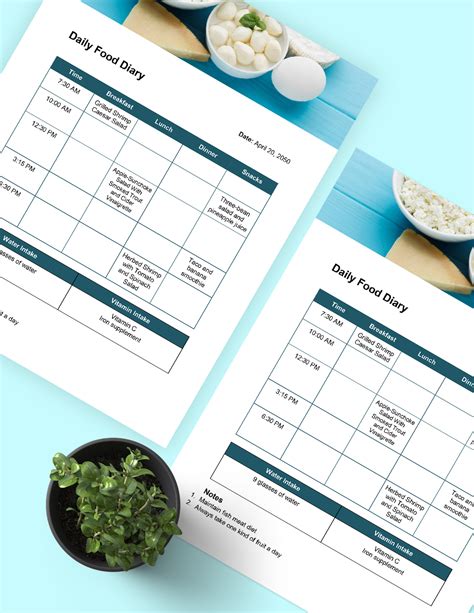 Daily Food Diary Template in Word, PDF, Google Docs - Download ...