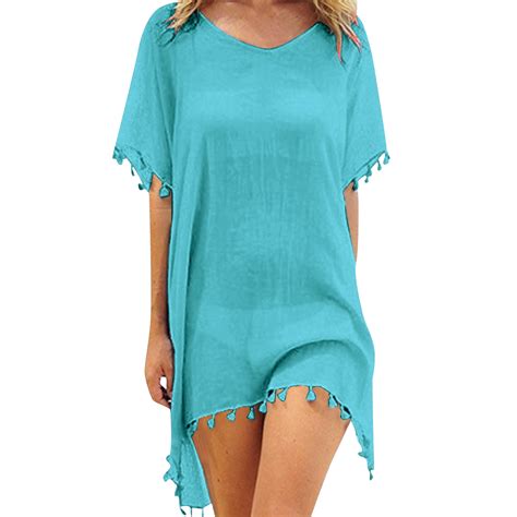Caqnni Loose Fit Women’s Beach Cover-Up with Chiffon Tassels, Plus Size ...