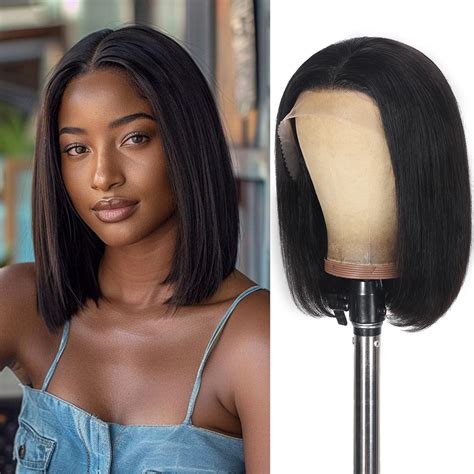 Amazon.com : KULYMUWIG Straight Bob Wig Human Hair 13x4 HD Lace Front ...