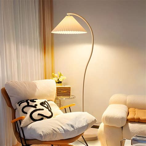 Modern White Arc Floor Lamp with Cone-Shaped Plastic Shade - LED ...
