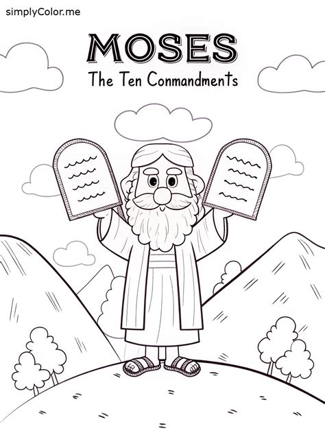 Moses and ten commandments coloring page | Preschool bible activities ...