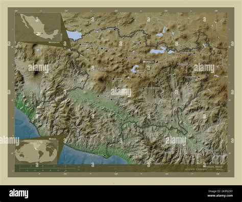 Michoacan, state of Mexico. Elevation map colored in wiki style with ...