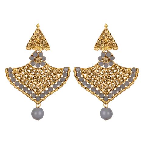 Buy Asmitta Wedding wear Gold tone Dangle Earrings Online