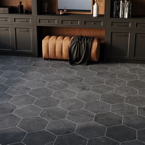 Large Hexagon Floor Tile Slate