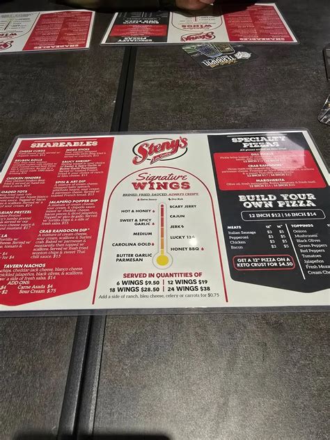 Steny's Lake Country Menu - Updated November 2025