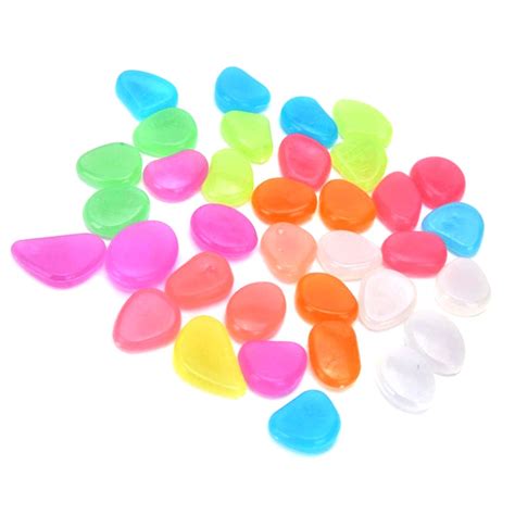 40pcs Glow In the Dark Pebble Stone Mix Color Luminous Stone DIY Rocks ...