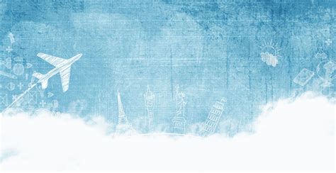 Cartoon around the world background picture | Airplane and landmarks ...