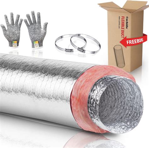 Cuchiilo 8 Inch Insulated Flexible Duct,HVAC Insulation Duct,25 Feet ...