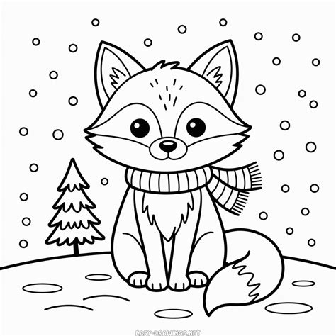 Winter Fox Easy Drawing | Easy Drawings