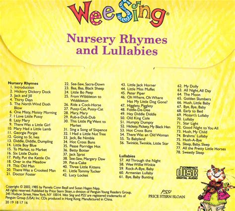 Nursery Rhymes and Lullabies: Wee Sing (Paperback w/ CD) - Books By The ...