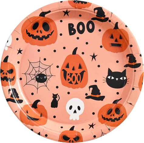 Amazon.com: Winoo Design Halloween Paper Plates - 48 PK - Pumpkin Paper ...