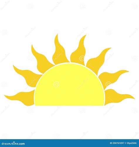 Medio Sol Al Atardecer Sobre Fondo Blanco Dibujo Minimalista Estilizado ...