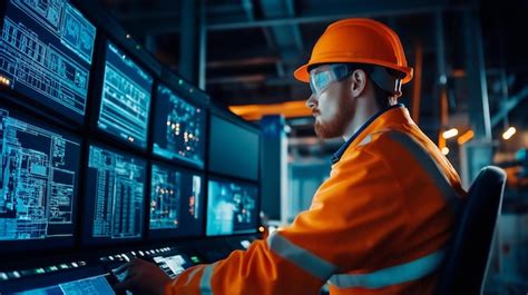 Young engineer working with digital computer at the factory | Premium ...