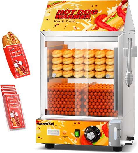 WantJoin Hot Dog Steamer, Adjustable Temperature 2-Tier Electric Hot ...