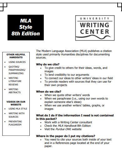 Image result for MLA Style Manual Examples