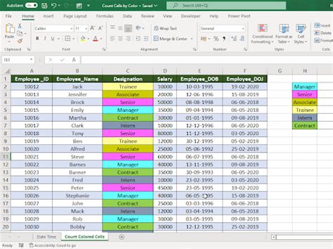 Count Color Cells Excel-Formula 的图像结果
