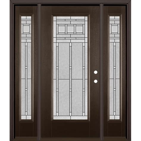 Masonite Craftsman 64-in x 80-in Fiberglass Full Lite Left-Hand Inswing ...