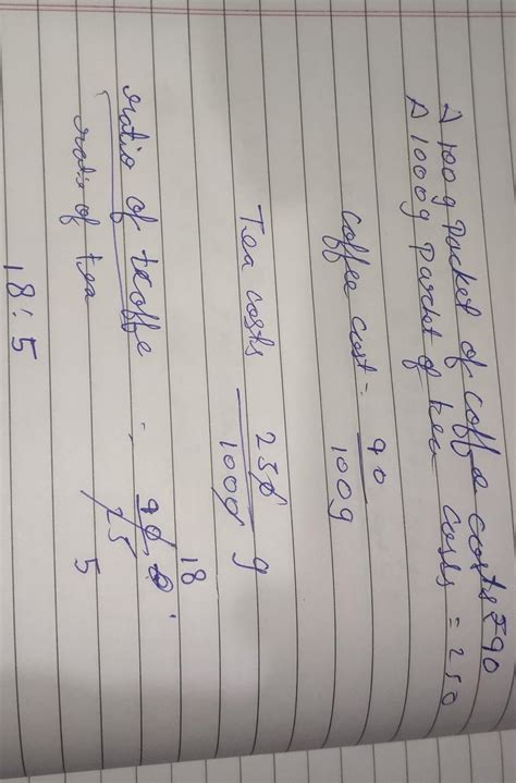 a 100 gram packet of coffee cost Rs 90 and a 1 kg packet of the cost Rs ...