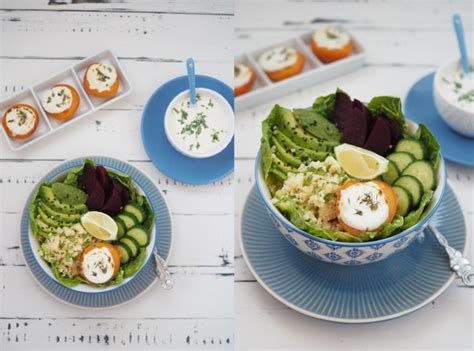 Couscous-Salat-Bowl mit Aprikosen und gratiniertem Ziegenkäse ...