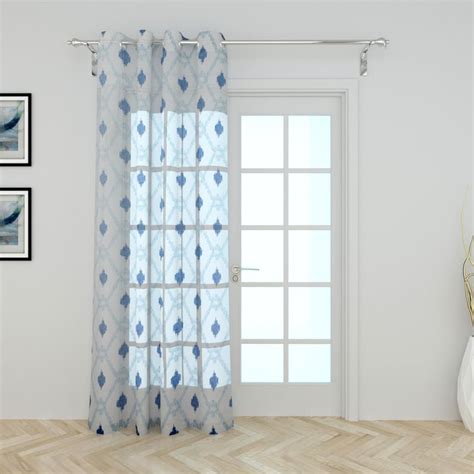 Buy Lavish Cardinal Blue Printed Sheer Door Curtain - 110 x 225 cm from ...