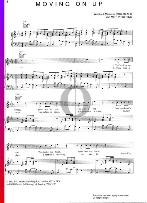 Moving On Up (M People) Piano Sheet Music - OKTAV